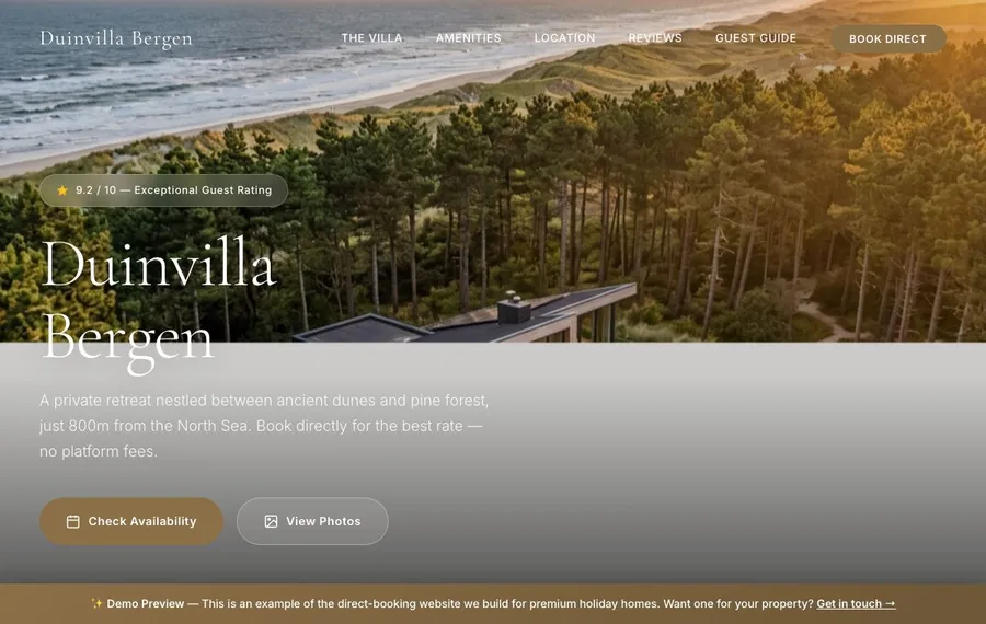 Duinvilla Bergen concept website