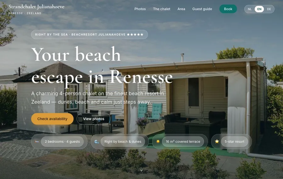 Julianahoeve chalet website