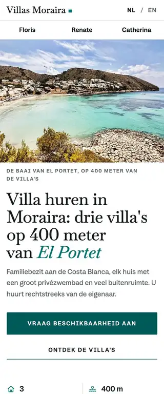 Villas Moraira sur un téléphone